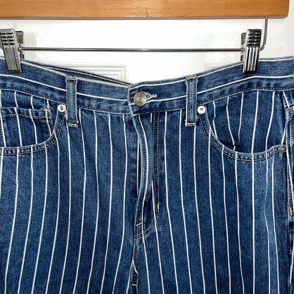 ‼️ SOLD‼️Vintage American Eagle Blue Stripped Denim Jeans Size 8 - Picture 3 of 5